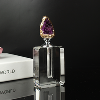 Flacon vide de parfum en cristal de luxe pour cadeau d'anniversaire de mariage, en pierre naturelle d'agate, de quartz rose et d'améthyste