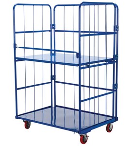 Revêtement de poudre en acier résistant de chariot à petit pain d'entrepôt logistique 1100*800*1700mm chariot de logistique à trois côtés - Product Image 2