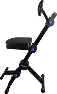 QUIK LOK - DX/749, Adjustable Musicians' Stool, 11 Height Positions 58-90 Cm, <b>Footrest</b> & Backrest, Cushion, 8 Kg, Black - Product Image 2