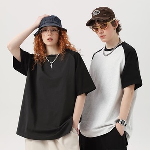 Unisex Color Block <b>Raglan</b> Crew Neck Short Sleeve Tee 260GSM 100% Cotton Casual Fashion <b>Top</b> - Product Image 1