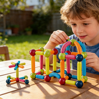 Juego de Construcción Magnético STEM, Bloques Magnéticos, Juguetes para Niños, Palos de Ensamblaje Seguros, Bolas y Varillas Magnéticas, Constructor