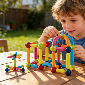 Jeu <span class=keywords><strong>de</strong></span> <span class=keywords><strong>construction</strong></span> magnétique STEM <span class=keywords><strong>avec</strong></span> <span class=keywords><strong>billes</strong></span>, blocs magnétiques, jouets pour enfants, sécurité, bâtonnets d'assemblage, <span class=keywords><strong>billes</strong></span> et tiges, constructeur - Product Image 1