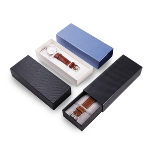 Wholesale low moq custom logo black new luxury drawer paper packing watch boxes