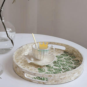 Plateau de service portable en nacre écologique de haute qualité, fait main, pour desserts, fruits et décoration de table, origine Vietnam - Product Image 3