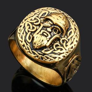 Anillo de martillo Thor Vintage vikingo de acero inoxidable con garantía comercial, colgante de cabeza de Lobo nórdico, accesorio religioso para hombre, aleación hecha - Product Image 3