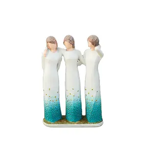 Resina três irmãs artesanato ornamentos sala de estar decoração para casa artesanato popular estatueta de mesa