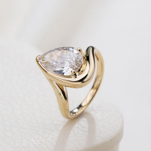 Anillo de diamantes cultivados en laboratorio de oro amarillo de 18 quilates Messi Jewelry MSR-2010 para mujer - Product Image 2