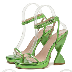 Wedding Partu Gold Peep Toe High Heels Simple One-strap Waterproof Platform High Heel <b>Sandals</b> - Product Image 2