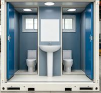 Unité de toilettes préfabriquée à double compartiment, emballage plat, norme européenne, pour chantier de construction, camp de travailleurs, toilettes préfabriquées à double compartiment