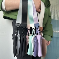 Dompet Mini 2 in 1 dengan Ritsleting di Sekitar Pergelangan Tangan, Tas Kantong Ganda, Gantungan Kunci Portabel, Kantong Koin, Tempat Kartu, Dompet