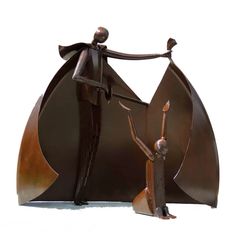 تمثال فني للحدائق في الهواء الطلق من الفولاذ المقاوم للصدأ تمثال تجريدي عصري طويل للنساء
