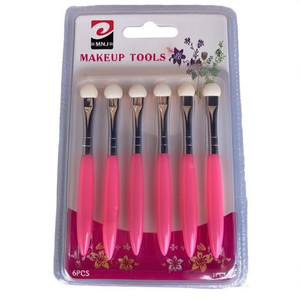 MNJ Makeup Tools 6Pcs Pink Handle Brush Set For Facial Application - Product Image 1