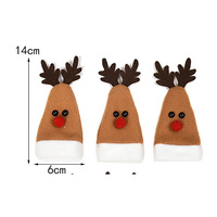 Polar Kumaş Noel Şapkası Xmas Şapka Kılıfı Üst Kaplama Ren Geyiği Mini Noel Baba Şapkası Şarap Şişesi için 2 Renkli Termal Transfer Baskı