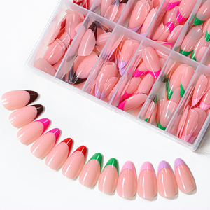 288 <span class=keywords><strong>Uñas</strong></span> Postizas Fluorescentes con Punta Francesa, <span class=keywords><strong>Color</strong></span> <span class=keywords><strong>Rosa</strong></span> Verde Neón, <span class=keywords><strong>Uñas</strong></span> Postizas Largas Tipo Stiletto, Reutilizables, Brillantes, Acrílicas - Product Image 6