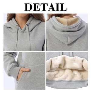 Sweat-shirt à capuche décontracté KingSen pour femme, en coton épais doublé polaire, coupe ample, chaud pour l'hiver - Product Image 6
