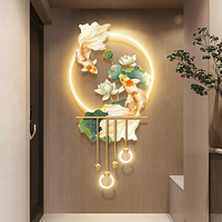 Peinture décorative de salle à manger de luxe légère avec éclairage, toile murale LED décorative pour salon et fond de scène