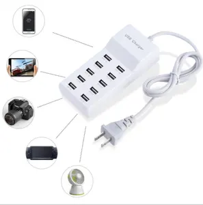 Amazon 2023อะแดปเตอร์แปลงไฟพอร์ต USB แบบ5V2.4A 10พอร์ตสำหรับชาร์จโทรศัพท์มือถือมัลติฟังก์ชั่น