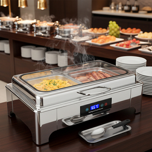 Set di Chafing Dish in Acciaio Inox per Ristoranti e Hotel, <span class=keywords><strong>Scaldavivande</strong></span> <span class=keywords><strong>Elettrico</strong></span> Moderno, Set Buffet di Lusso - Product Image 1