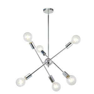 Modern Chrome Stainless Steel <b>Chandelier</b> 8-<b>Light</b> E26 LED Pendant <b>Light</b> Remote Control Adjustable Height for Living Room AC 220V - Product Image 5