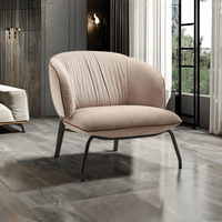 Fauteuil de détente moderne à cadre en acier et assise en velours, inclinable, pour la maison, la chambre, le salon, l'appartement, la villa