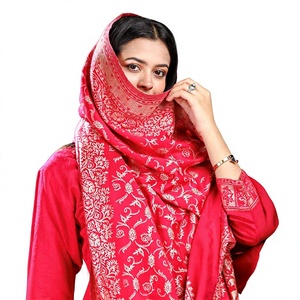 Salwar Kameez Rojo de Algodón con Bordado Blanco y Dupatta Estampada para Mujer, Ropa Tradicional India y Pakistaní - Product Image 6