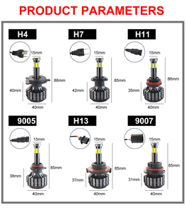 Venta al por mayor 6 lado 9005 9006 <span class=keywords><strong>H1</strong></span> H3 H4 H7 H11 Universal 12V móvil coche Led faros delanteros faros Led - Product Image 6