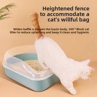 Bac à litière pour chat en plastique anti-éclaboussures extra large, design ouvert, toilette pour chats de race Maine Coon, accessoire pour bac à litière pour chat