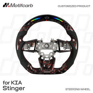 Volant en fibre de carbone forgée rouge LED personnalisé pour Kia Stinger GT GT1 GT2 GT Line 2018-2024, avec poignées en microfibre, amélioration de l'intérieur - Product Image 2