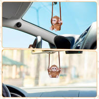 Joli Ornement Suspendu pour Voiture en Résine, Singe Peint à la Main, Pendentif pour Rétroviseur, Nouvelle Décoration Automobile pour l'Intérieur du Véhicule