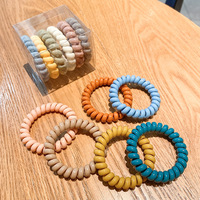 Élastiques à cheveux spirale personnalisables en forme de fil téléphonique, 6 pièces/boîte, pour femmes et filles, échantillon rapide, chouchous en fil téléphonique