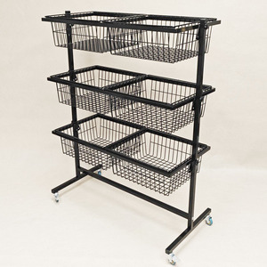 Estante de Exhibición de 3 Niveles <span class=keywords><strong>con</strong></span> <span class=keywords><strong>Ruedas</strong></span>, de Metal Negro, para Chips, Ajustable, para Almacenamiento de Snacks en Supermercados - Product Image 6