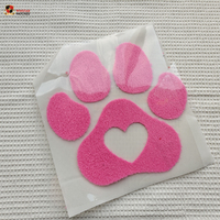 Patchs thermocollants DTF personnalisés pour la Saint-Valentin, motif patte de chien découpée au laser, en fourrure chenille grande et moelleuse, écologiques, tissés, pour vêtements