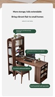 Bureau d'angle en bois avec étagère et rangement, plateau réglable, grande surface pour le bureau à domicile ou l'utilisation par les étudiants
