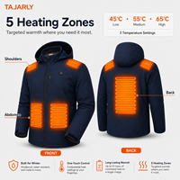 Chaqueta Térmica TAJARLY de 7.4V para Hombre, 5 Zonas de Calentamiento y Control de Temperatura de 3 Niveles, Chaqueta Eléctrica con Batería de 15000mAh