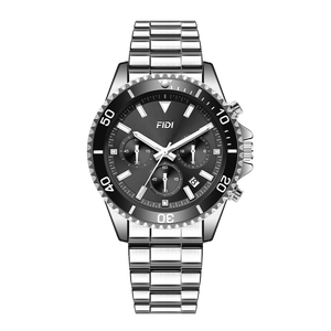 Montre à quartz pour homme FIDI FD106, lumineuse, verre trempé haute transparence, étanche 3ATM, bracelet en acier inoxydable, fermoir pliable - Product Image 2