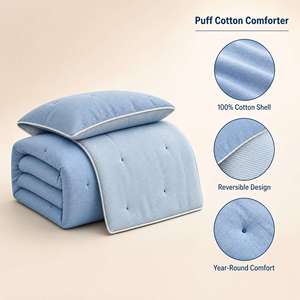 Piumino <span class=keywords><strong>Matrimoniale</strong></span> Tata Home 100% Cotone, Trapuntato per Autunno e Primavera, con Imbottitura in Poliestere, Extra Morbido - Product Image 4