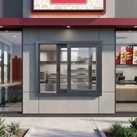 Fenêtre coulissante moderne en aluminium insonorisée, à cadre fin, facile à nettoyer, pour restaurant, vitrine commerciale, usage en projet commercial