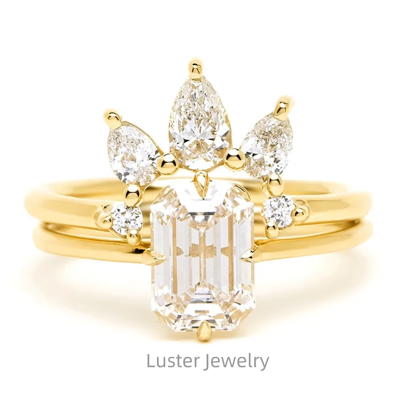 Luster jewellery 10/14k moissanite ring bridal set, women 18k gold engagement ring