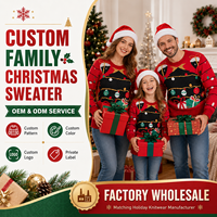 Ensemble de pulls de Noël assortis pour la famille, col rond, pull de fête, pull tricoté sur mesure, OEM ODM, vêtements tricotés pour la famille
