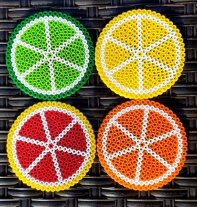 Handmade <b>Round</b> Plastic Coasters Set Fruit Pattern Modern Home Decor Reusable Place Mats - Product Image 1