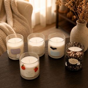 Bougie parfumée d'Halloween MW, joli pot en verre, citrouille, chauve-souris, fantôme, aromathérapie pour la décoration de la maison - Product Image 1