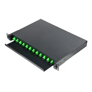 Thép cán nguội màu đen ngăn kéo loại 12 cổng 19 'idu IDF Rack mount racks & bao vây, fiber optic Patch Panel - Product Image 1
