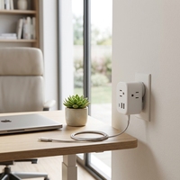 Tira de alimentación de 3 lados con divisor de salida espaciado 3 AC Multi enchufe extensor de salida 5V 2.1A enchufe compacto extensor de salida