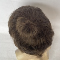 Système de remplacement de perruque en dentelle suisse avec cheveux humains indiens en poly, couleur brun moyen