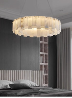 Lustre postmoderne tout en cuivre, design créatif minimaliste pour salon, salle à manger, chambre à coucher, lampe en marbre naturel et en cuivre.