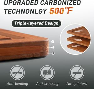 Ensemble de 3 planches à découper en bambou carbonisé sur mesure, bloc de découpe intelligent pour la cuisine avec support antidérapant pour gravure au laser - Product Image 3
