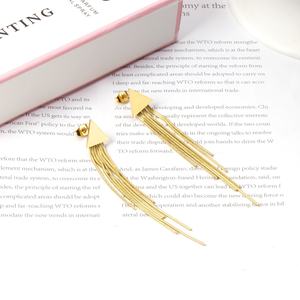 Pendientes de Acero Inoxidable con Cadena Dorada, Estilo Moderno y Popular para Chicas - Product Image 4