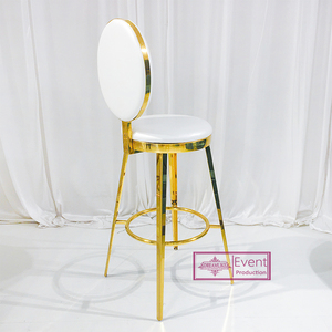 <span class=keywords><strong>Tabourets</strong></span> de <span class=keywords><strong>bar</strong></span> ronds blancs commerciaux <span class=keywords><strong>avec</strong></span> cadre en métal doré Hôtel haut de gamme Restaurant Utilisation extérieure Cadre doré en acier durable - Product Image 5