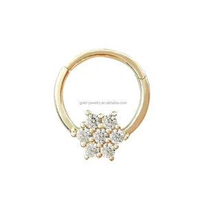 Perhiasan Tubuh 14K Emas Asli Lucu Mode Halus Cincin Hidung Hadiah Perhiasan Tubuh Wanita Grosir Desain Kustom