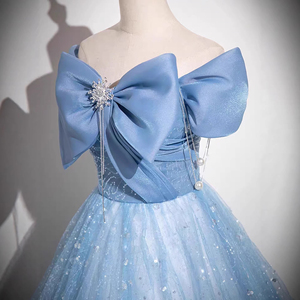 Vestido de noche azul de un solo hombro: un elegante atuendo formal para graduación y eventos formales para mujeres. - Product Image 5